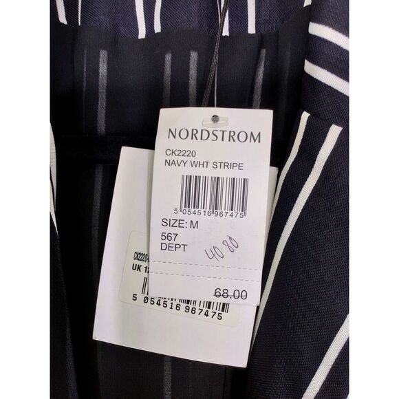 Glamorous Nordstrom Navy Striped Sleeveless Cardigan Women's Size Medium NEW - Picture 3 of 6